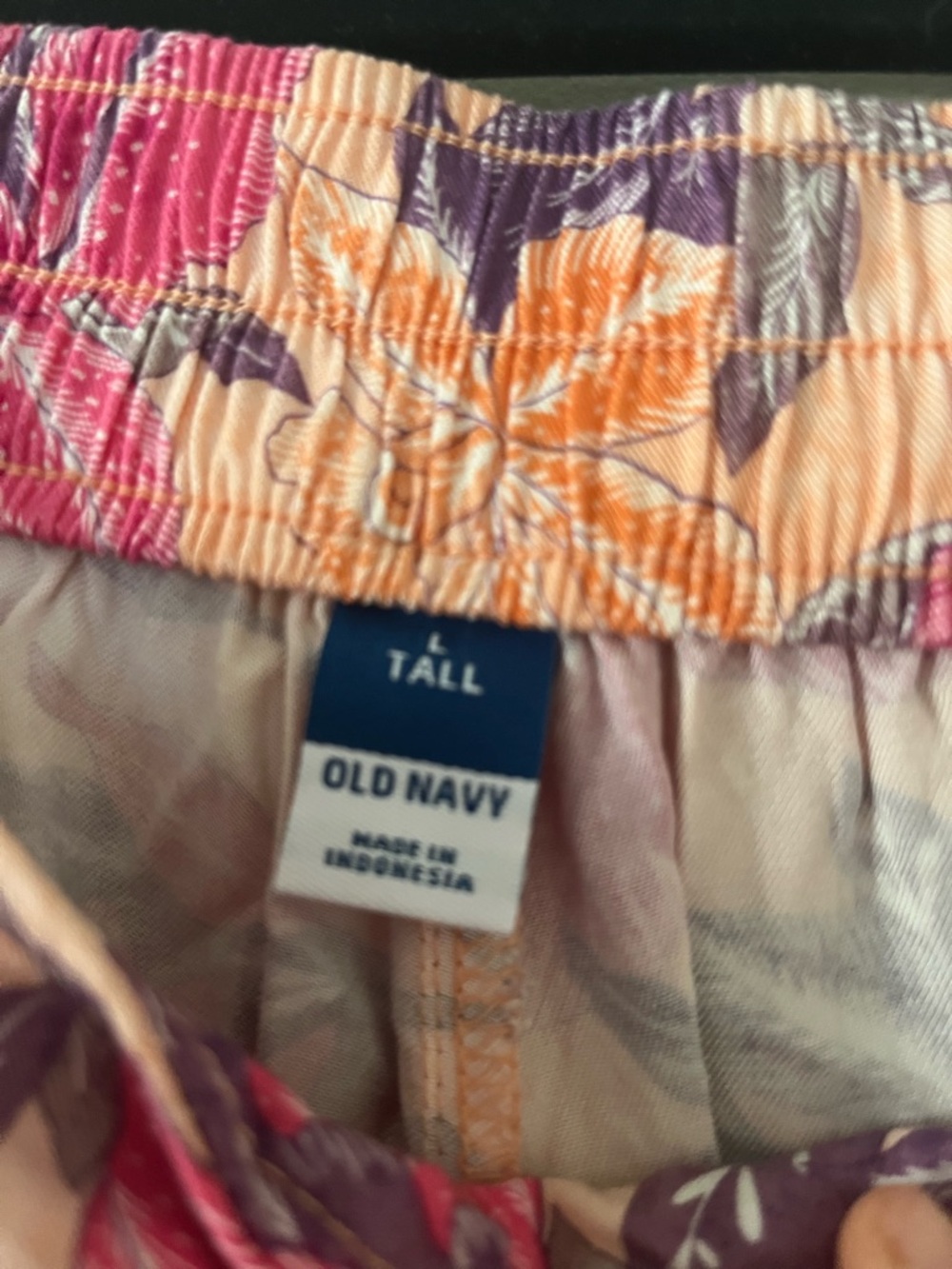 Old Navy Boho Floral Wide Leg Pants Large Pink Orange Vacation Resort Beach - Picture 4 of 8
